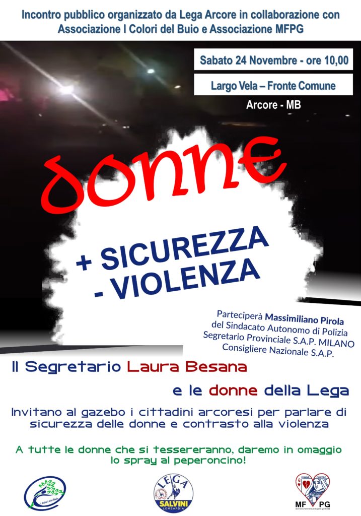 Contro la violenza al gazebo della Lega alle donne doniamo lo spray al peperoncino