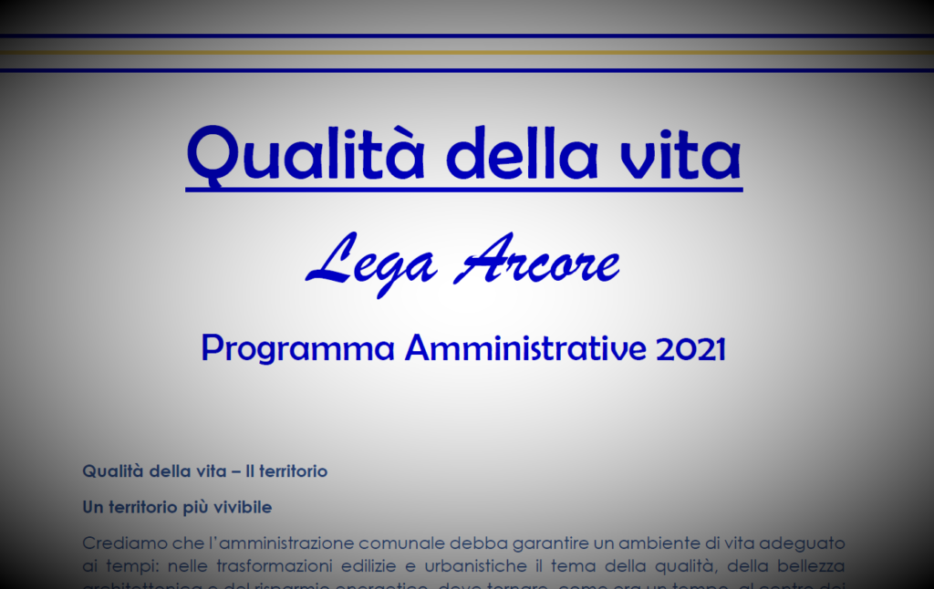 Programma Arcore 2021 - 2031: qualità della vita